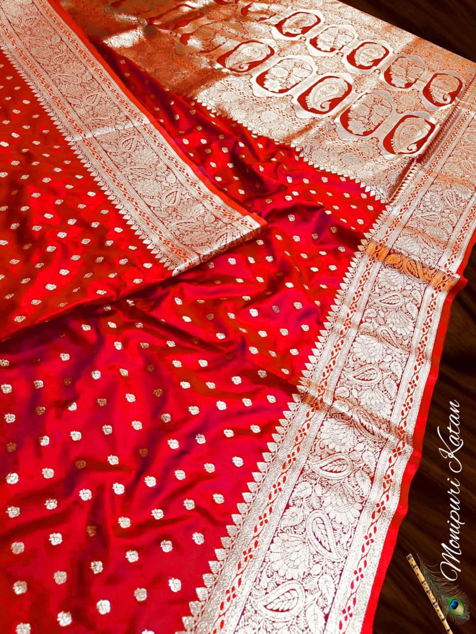 Soft and glossy pure monipuri katan silk sarees with Rich pallu and blouse