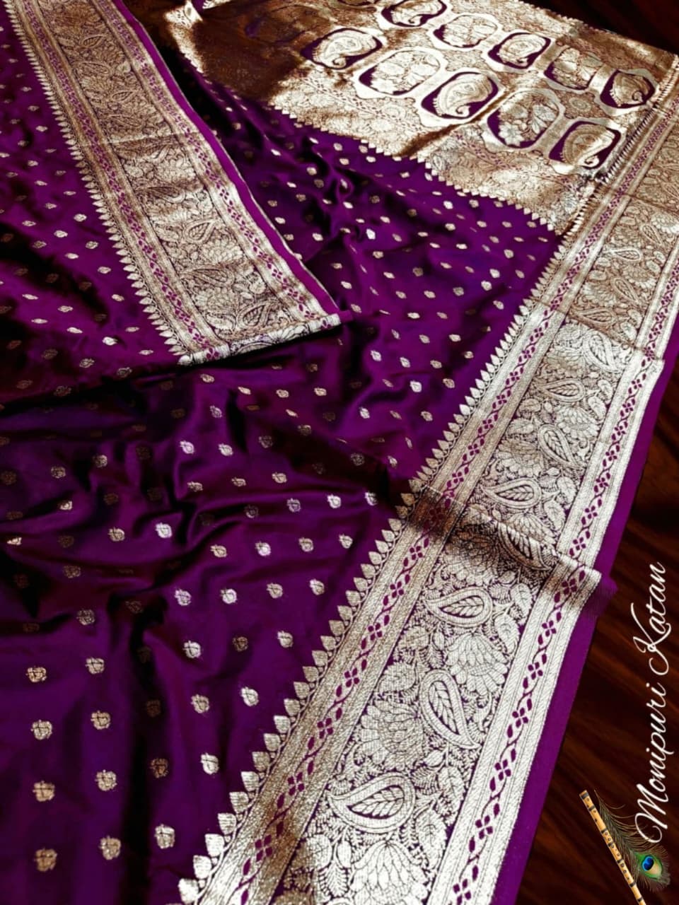 Soft and glossy pure monipuri katan silk sarees with Rich pallu and blouse