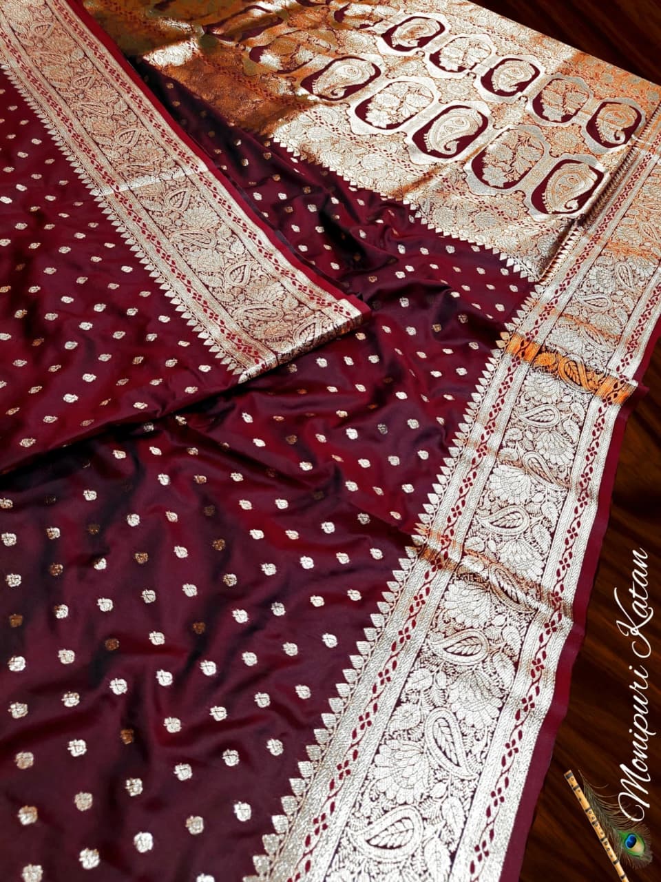 Soft and glossy pure monipuri katan silk sarees with Rich pallu and blouse
