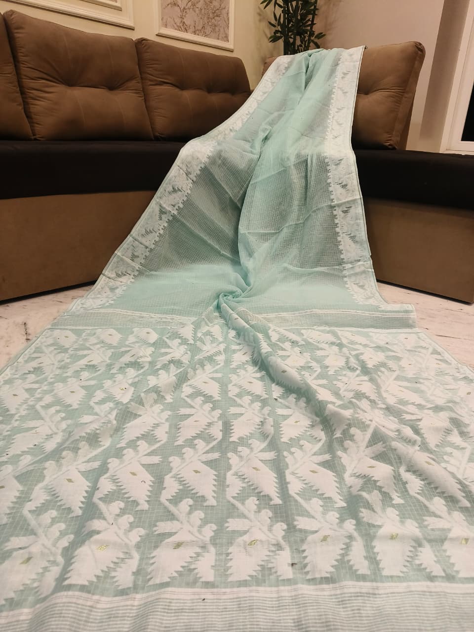 Soft kota jamdani sarees with blouse