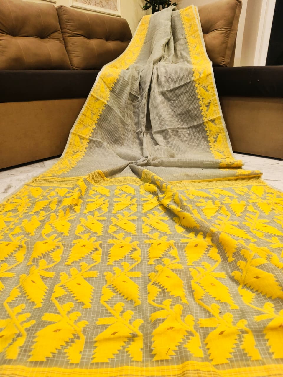 Soft kota jamdani sarees with blouse