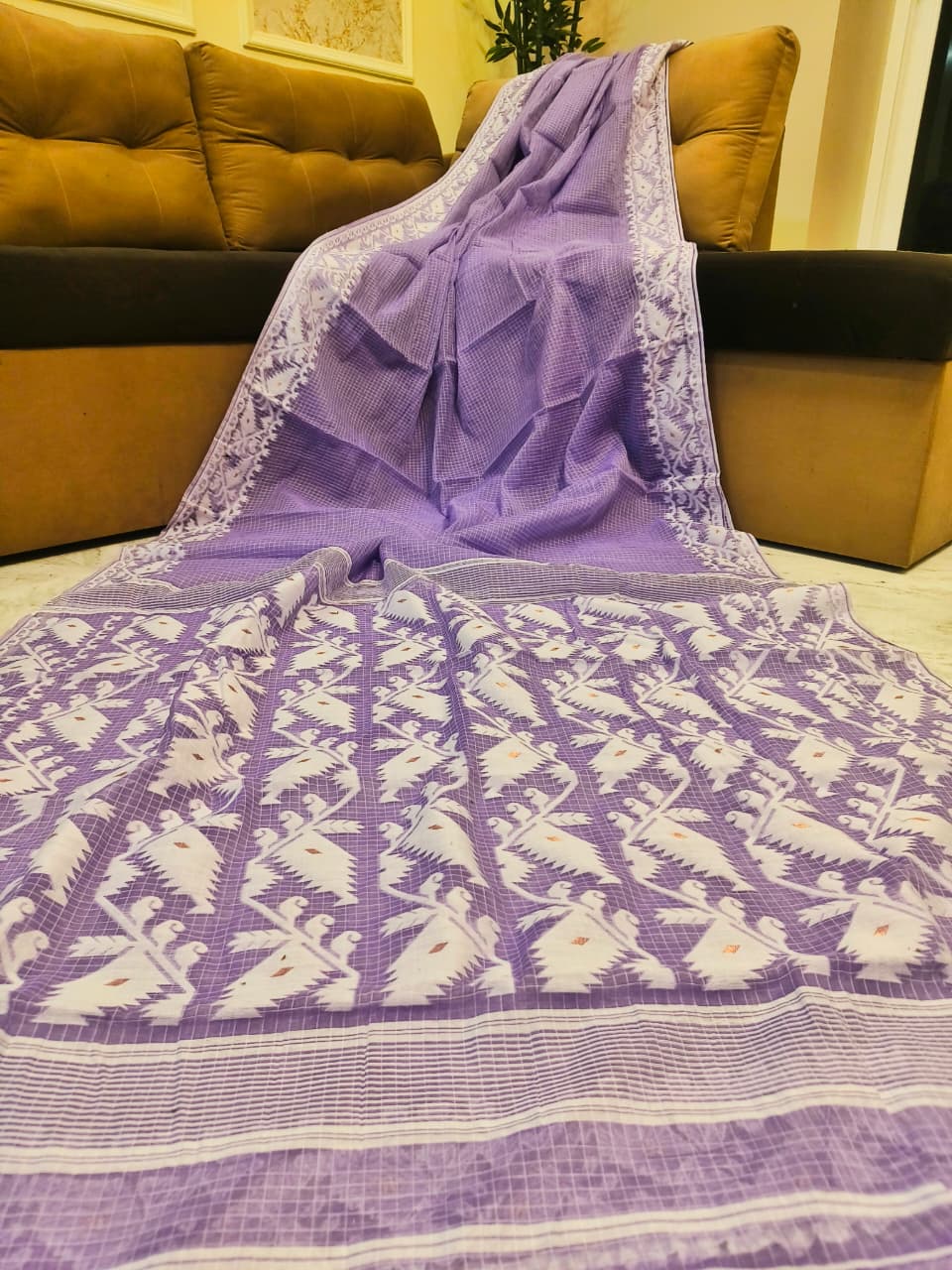 Soft kota jamdani sarees with blouse
