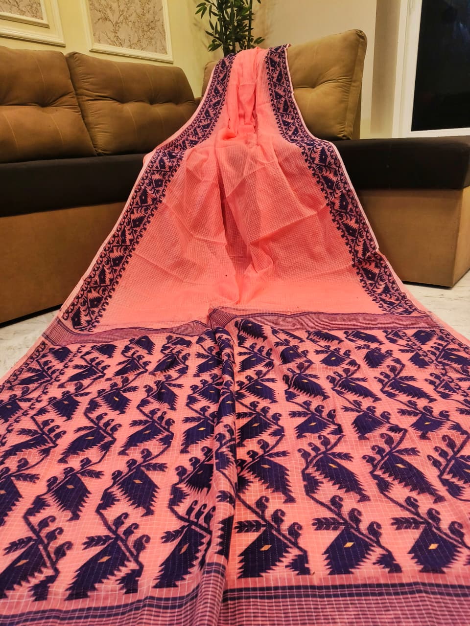 Soft kota jamdani sarees with blouse