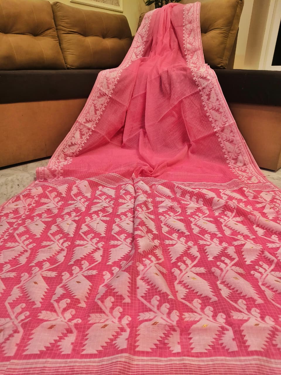 Soft kota jamdani sarees with blouse