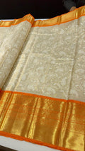 Banarasi tissue embroidery saree with attached blouse